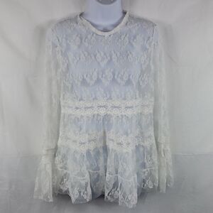 Cactus Women's Medium White Lace Boho Blouse